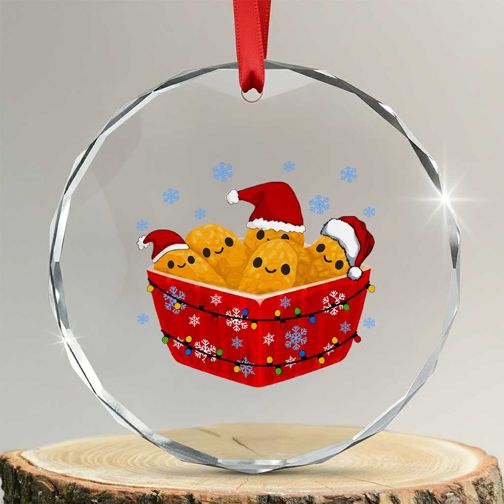 Christmas Chicken Nuggets Crystal Glass Ornament Funny Food Lover Gift TS12 Transparent Glass 3'' Circle Print Your Wear