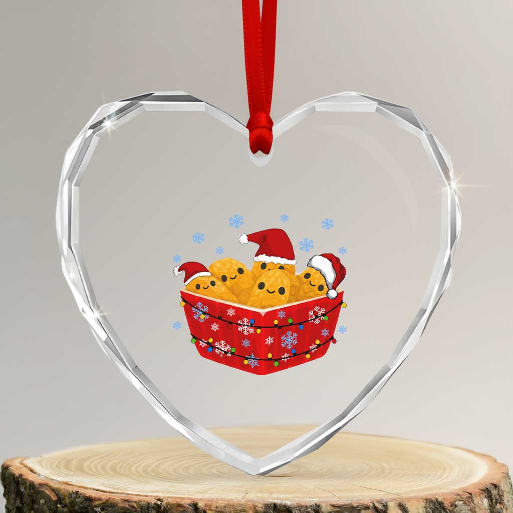 Christmas Chicken Nuggets Heart Crystal Glass Ornament Funny Food Lover Gift TS12 Transparent Glass 3'' Heart Print Your Wear