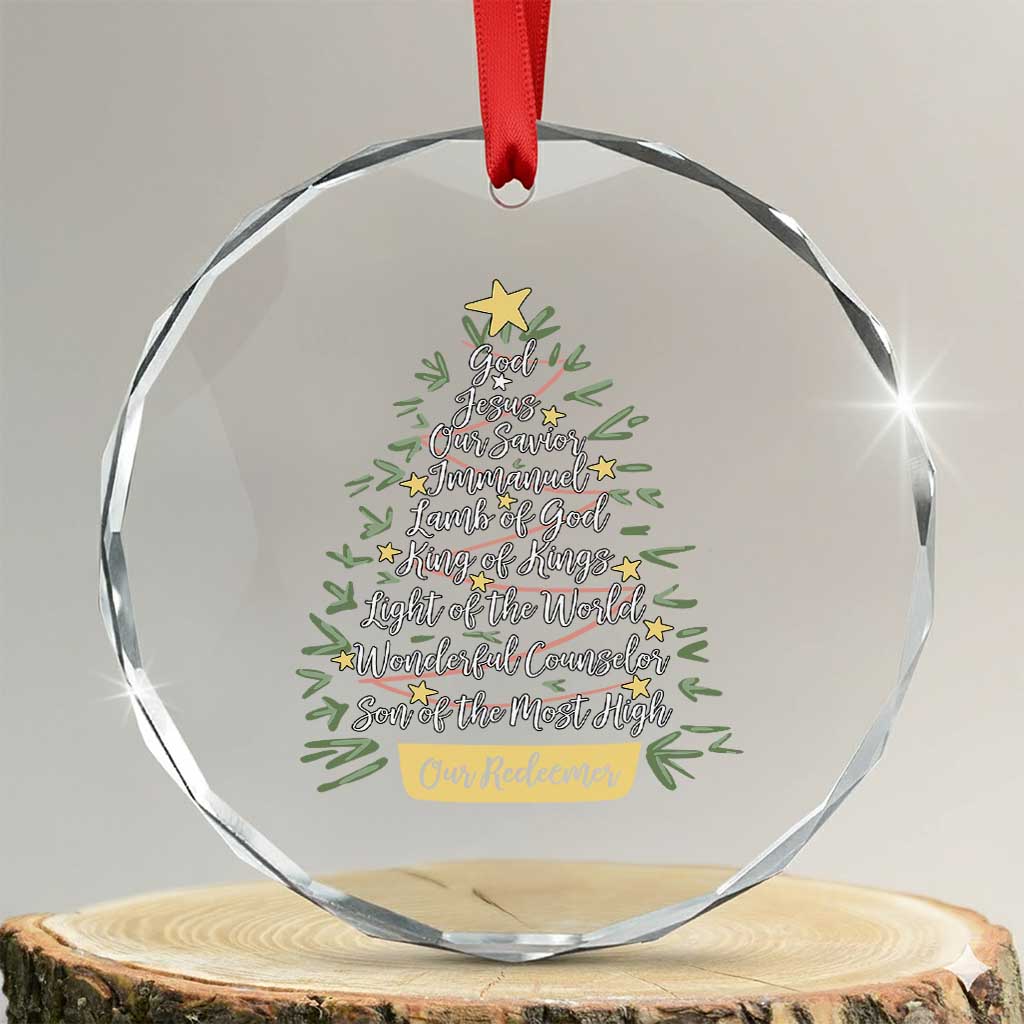Christmas Christian Crystal Glass Ornament Jesus Names Tree Religious Faith TS10 Transparent Glass 3'' Circle Print Your Wear