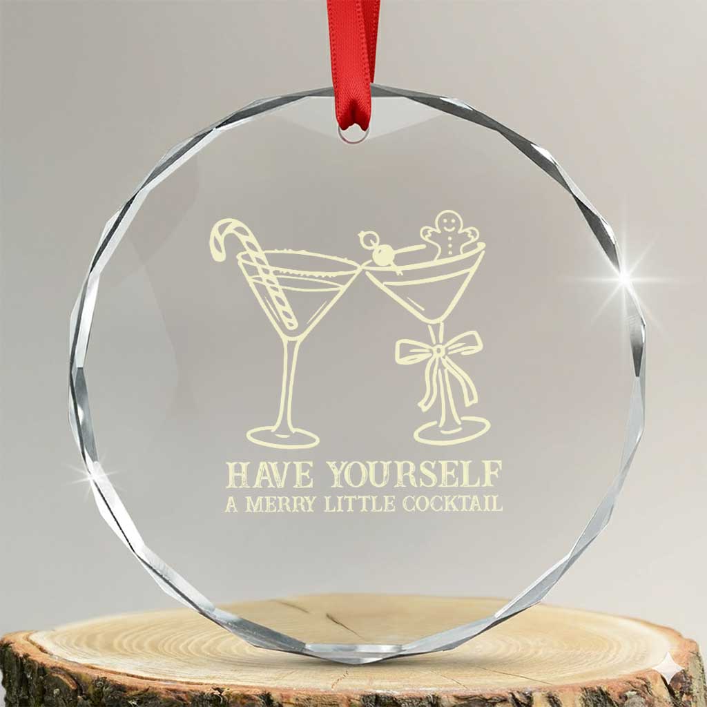 Christmas Cocktail Crystal Glass Ornament Merry Little Cocktail Espresso Martini TS10 Transparent Glass 3'' Circle Print Your Wear