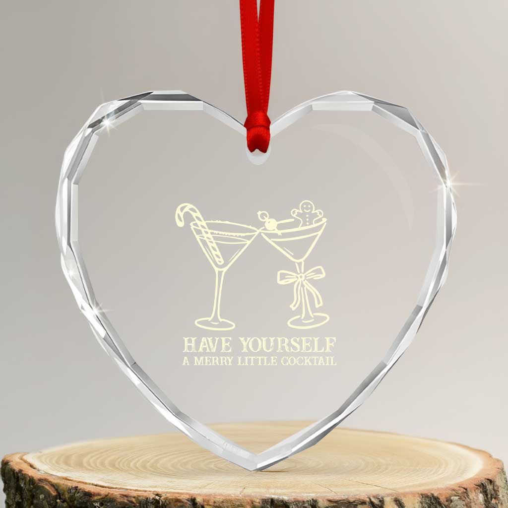 Christmas Cocktail Heart Crystal Glass Ornament Merry Little Cocktail Espresso Martini TS10 Transparent Glass 3'' Heart Print Your Wear