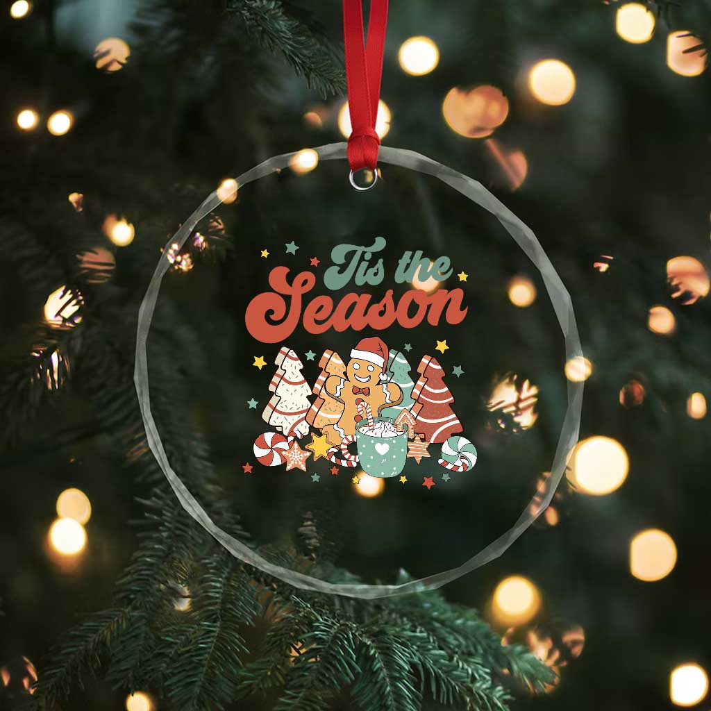 Christmas Cookies Crystal Glass Ornament Tis The Season Xmas Tree Cakes Gingerbread Man Retro Groovy TS02 Print Your Wear