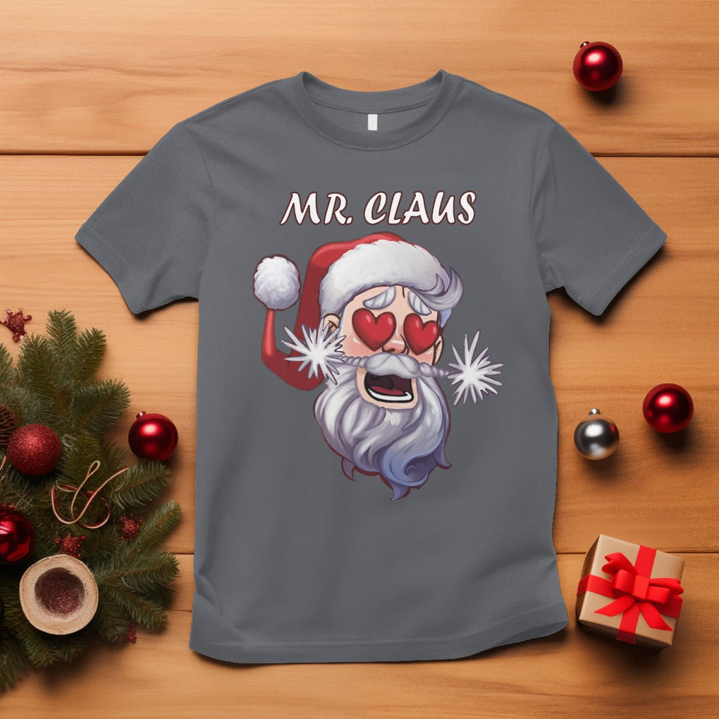 Christmas Couple Matchhing T Shirt Mr and Mrs Claus Couples Match Santa Lover TS09 Charcoal Printyourwear