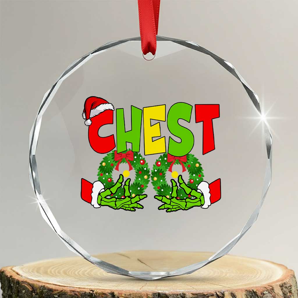 Christmas Couples Crystal Glass Ornament Chestnuts Xmas Matching Family Funny Chest Skeleton TS02 Transparent Glass 3'' Circle Print Your Wear