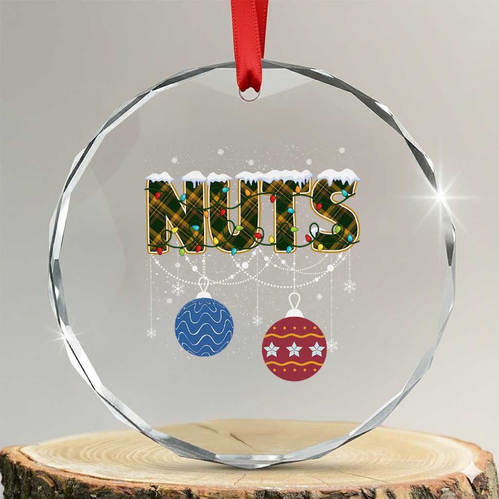 Christmas Couples Crystal Glass Ornament Chestnuts Xmas Matching Family Funny Nuts TS02 Transparent Glass 3'' Circle Print Your Wear