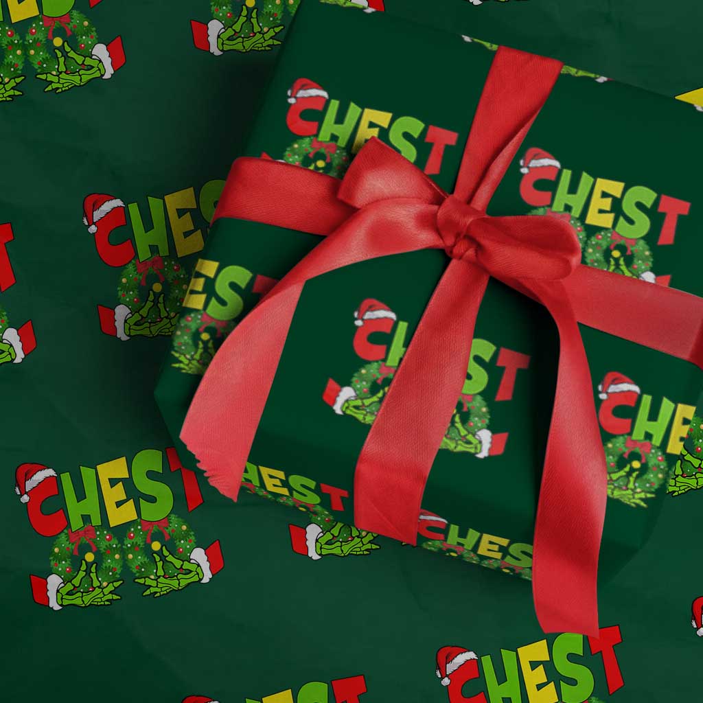 Christmas Couples Wrapping Paper Roll Chestnuts Xmas Matching Family Funny Chest Skeleton TS02 Green Print Your Wear