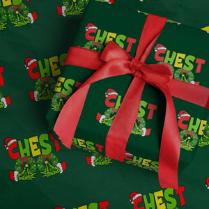 Christmas Couples Wrapping Paper Roll Chestnuts Xmas Matching Family Funny Chest Skeleton TS02 Green Print Your Wear