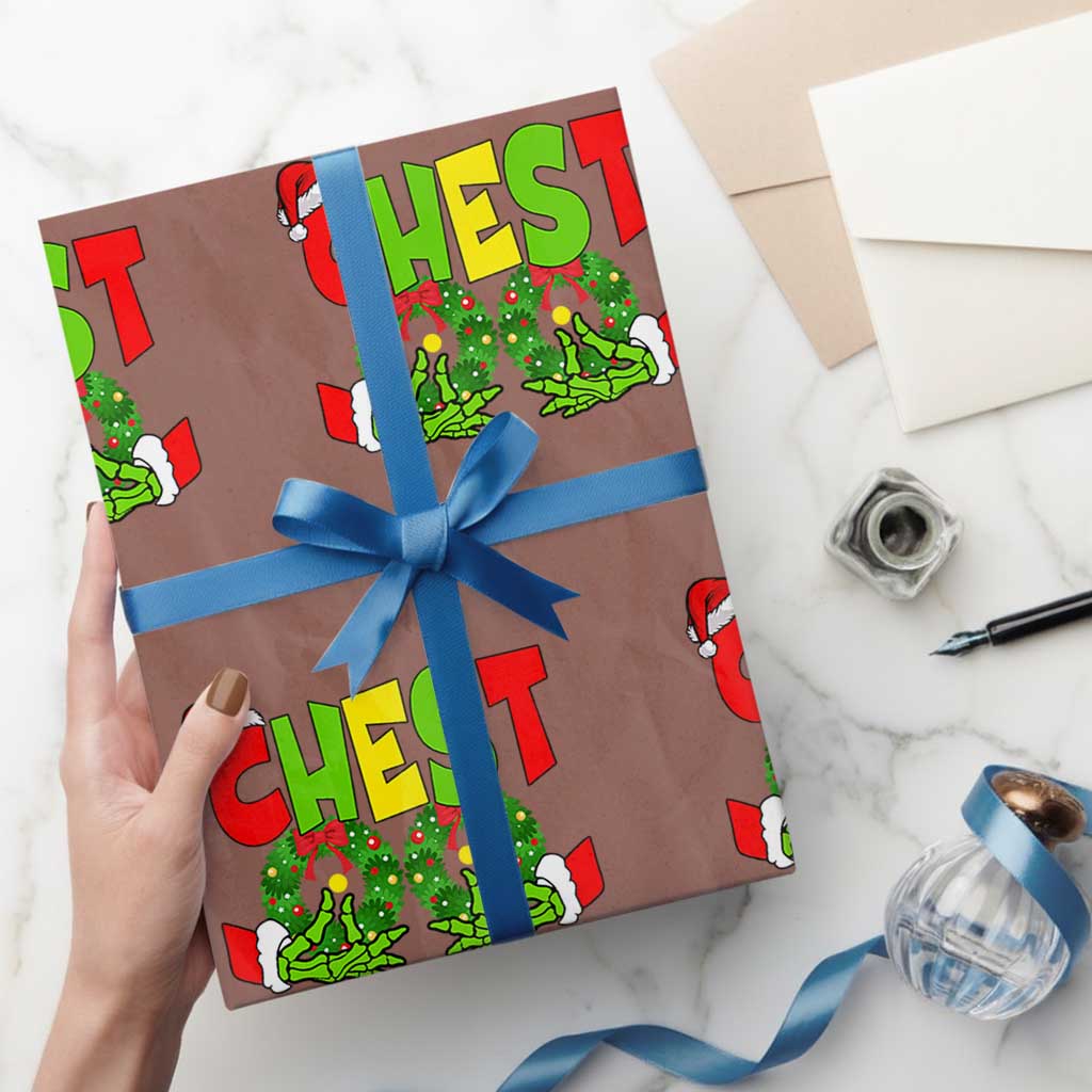 Christmas Couples Wrapping Paper Roll Chestnuts Xmas Matching Family Funny Chest Skeleton TS02 Mocha Print Your Wear