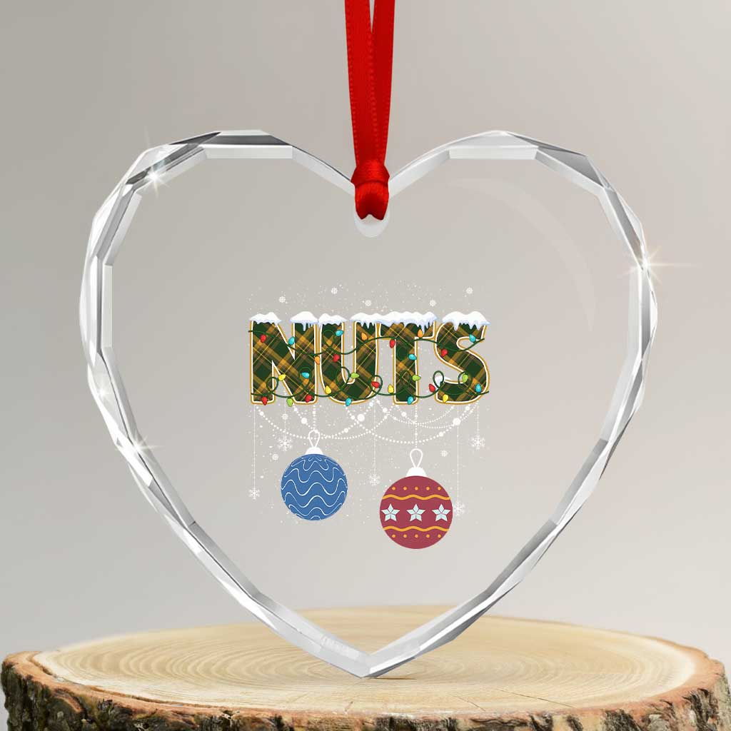 Christmas Couples Heart Crystal Glass Ornament Chestnuts Xmas Matching Family Funny Nuts TS02 Transparent Glass 3'' Heart Print Your Wear