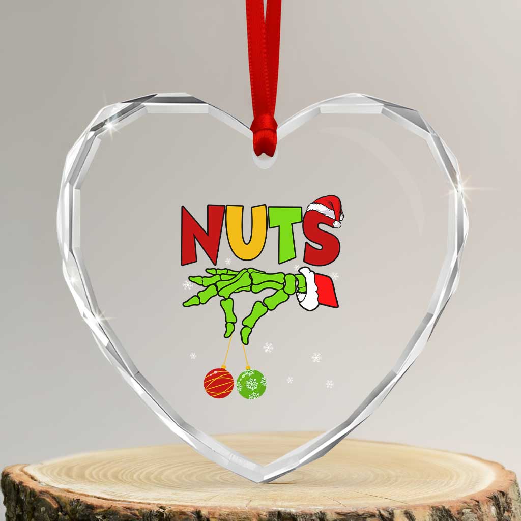 Christmas Couples Heart Crystal Glass Ornament Chestnuts Xmas Matching Family Funny Nuts Skeleton TS02 Transparent Glass 3'' Heart Print Your Wear