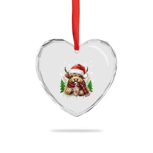 Christmas Cow Heart Crystal Glass Ornament Funny Highland Cow Western Farmer Gift TS10 Print Your Wear