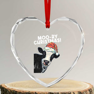 Christmas Cow Heart Crystal Glass Ornament Funny Moo Ry Christmas Farmer Gift TS10 Transparent Glass 3'' Heart Print Your Wear