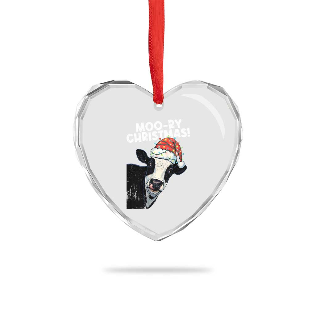 Christmas Cow Heart Crystal Glass Ornament Funny Moo Ry Christmas Farmer Gift TS10 Print Your Wear