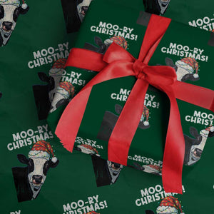 Christmas Cow Wrapping Paper Roll Funny Moo Ry Christmas Farmer Gift TS10 Green Print Your Wear