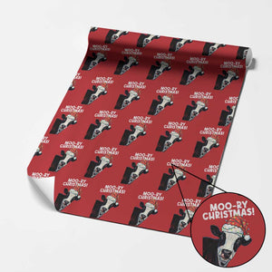 Christmas Cow Wrapping Paper Roll Funny Moo Ry Christmas Farmer Gift TS10 Red Print Your Wear
