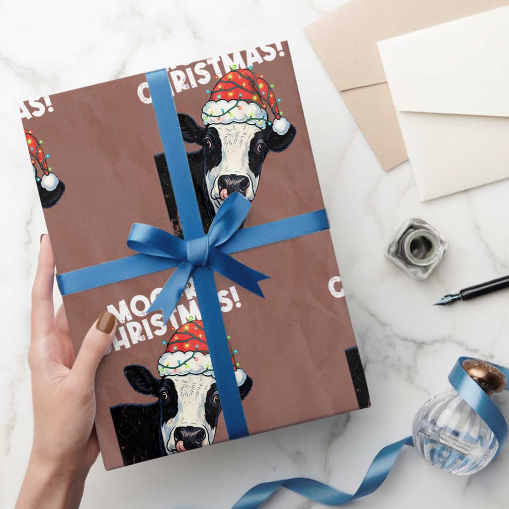 Christmas Cow Wrapping Paper Roll Funny Moo Ry Christmas Farmer Gift TS10 Mocha Print Your Wear