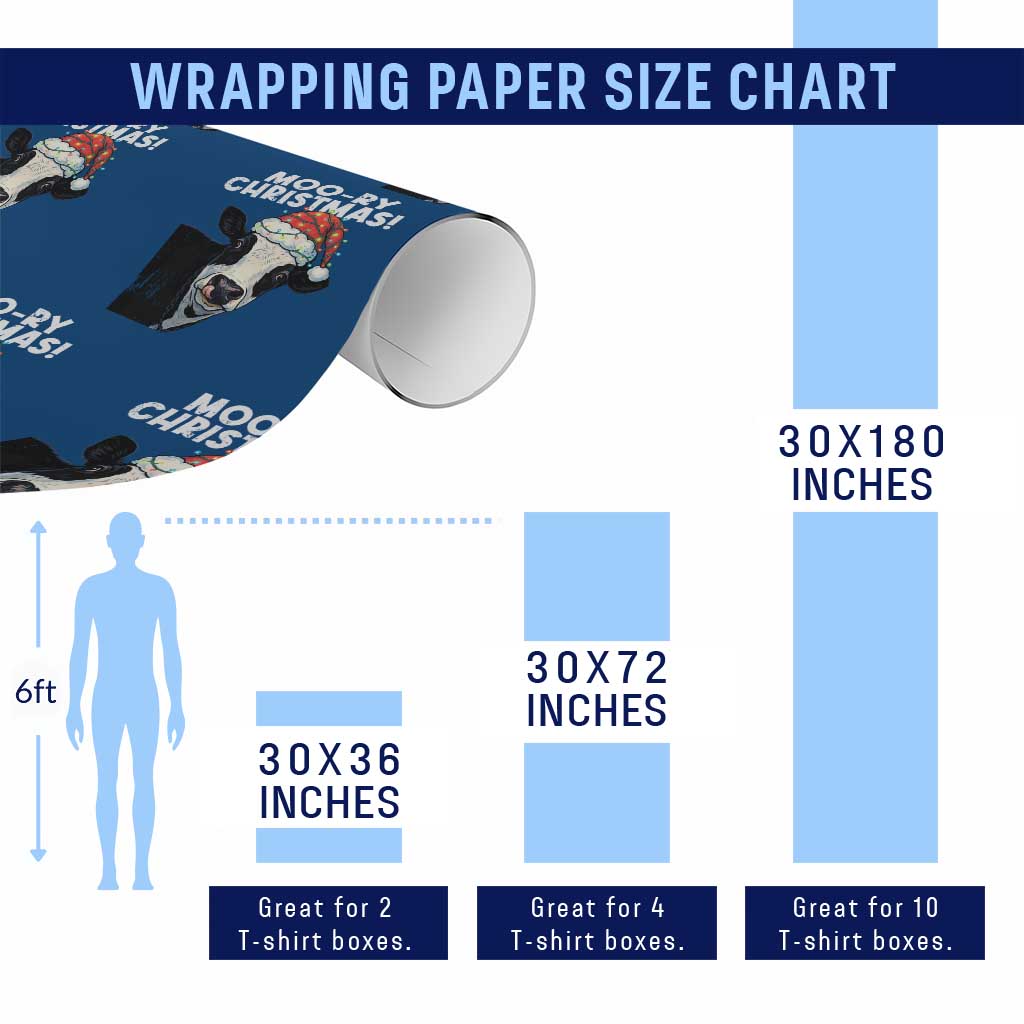 Christmas Cow Wrapping Paper Roll Funny Moo Ry Christmas Farmer Gift TS10 Print Your Wear
