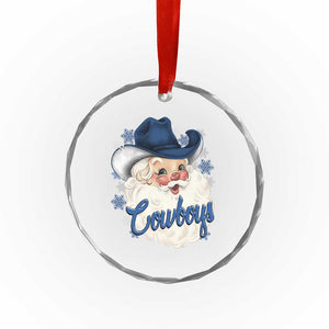Christmas Cowboys Fan Crystal Glass Ornament Funny Xmas American Football Blue Santa TS11 Print Your Wear