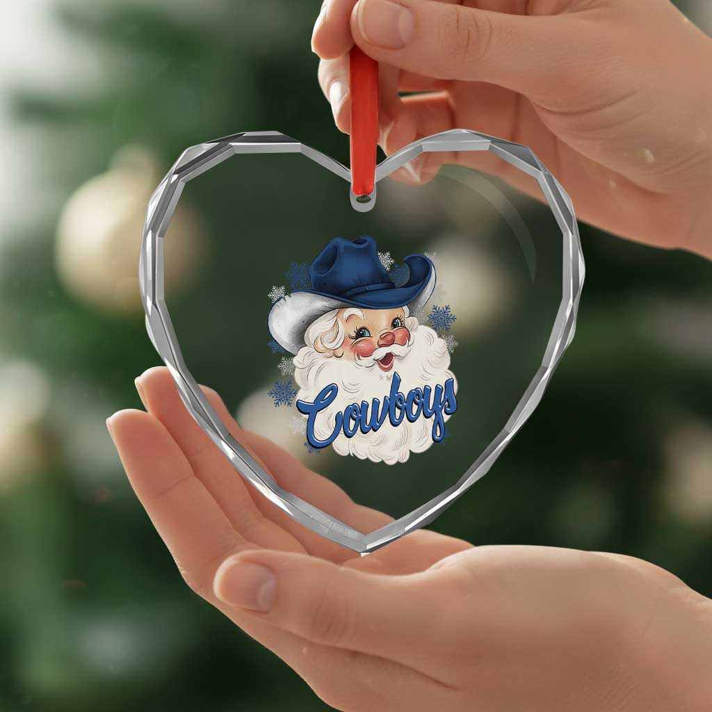 Christmas Football Lover Heart Crystal Glass Ornament Blue Santa DFC Game Day TS11 Print Your Wear