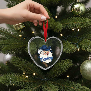 Christmas Cowboys Fan Heart Crystal Glass Ornament Funny Xmas American Football Blue Santa TS11 Print Your Wear
