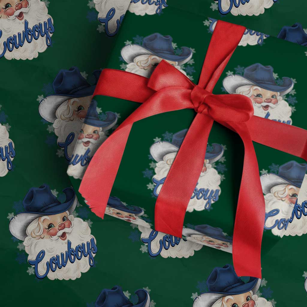 Christmas Football Lover Wrapping Paper Roll Blue Santa DFC Game Day TS11 Green Print Your Wear
