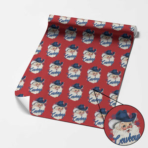 Christmas Cowboys Fan Wrapping Paper Roll Funny Xmas American Football Blue Santa TS11 Red Print Your Wear