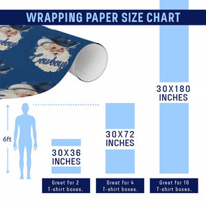 Christmas Cowboys Fan Wrapping Paper Roll Funny Xmas American Football Blue Santa TS11 Print Your Wear