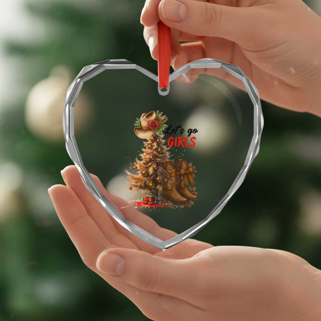 Christmas Cowgirl Boots Heart Crystal Glass Ornament Western Cowboy Hat Howdy TS14 Print Your Wear