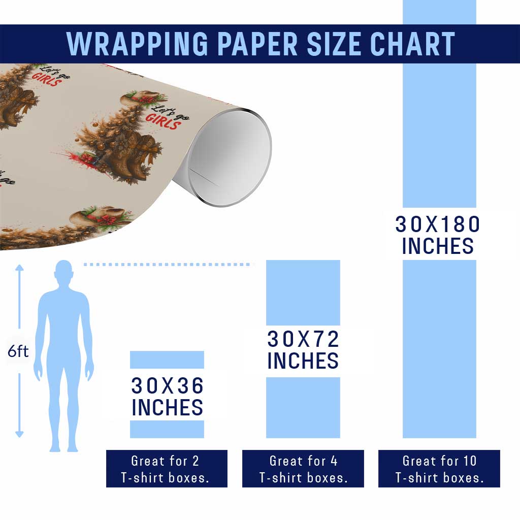 Christmas Cowgirl Boots Wrapping Paper Roll Western Cowboy Hat Howdy TS14 Print Your Wear
