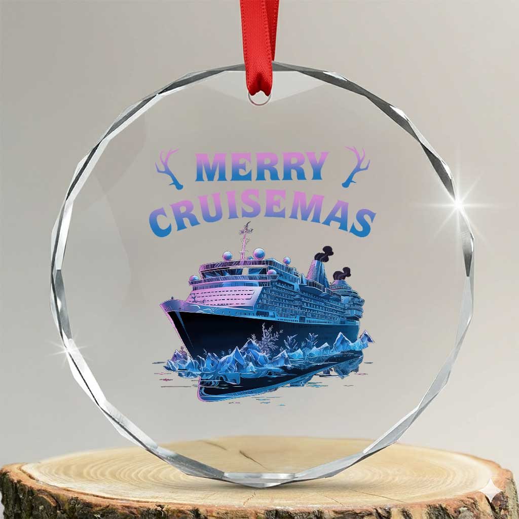 Christmas Cruise Crystal Glass Ornament Merry Cruisemas Xmas Family Trip Reunion TS02 Transparent Glass 3'' Circle Print Your Wear