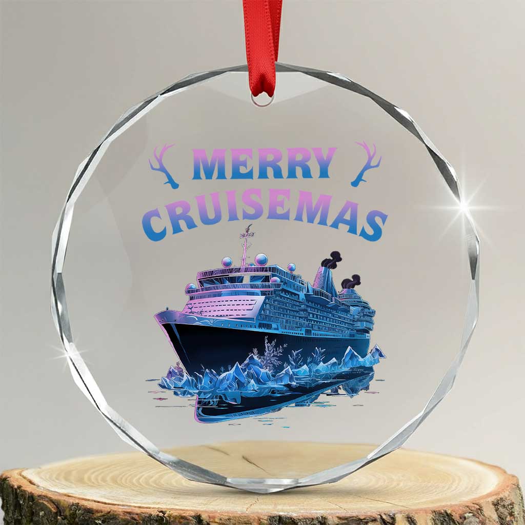 Christmas Cruise Crystal Glass Ornament Merry Cruisemas Xmas Family Trip Reunion TS02 Transparent Glass 3'' Circle Print Your Wear