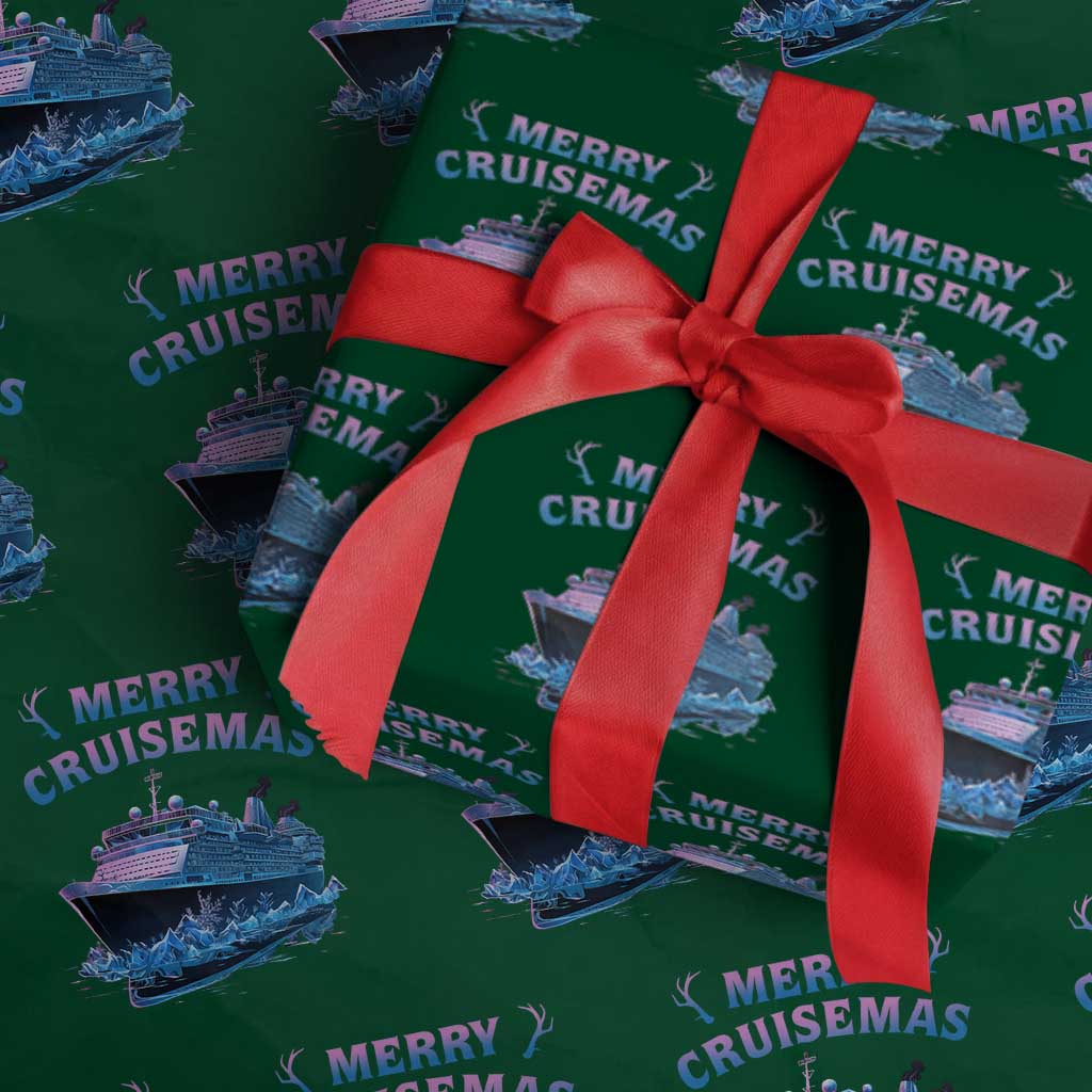 Christmas Cruise Wrapping Paper Roll Merry Cruisemas Xmas Family Trip Reunion TS02 Green Print Your Wear