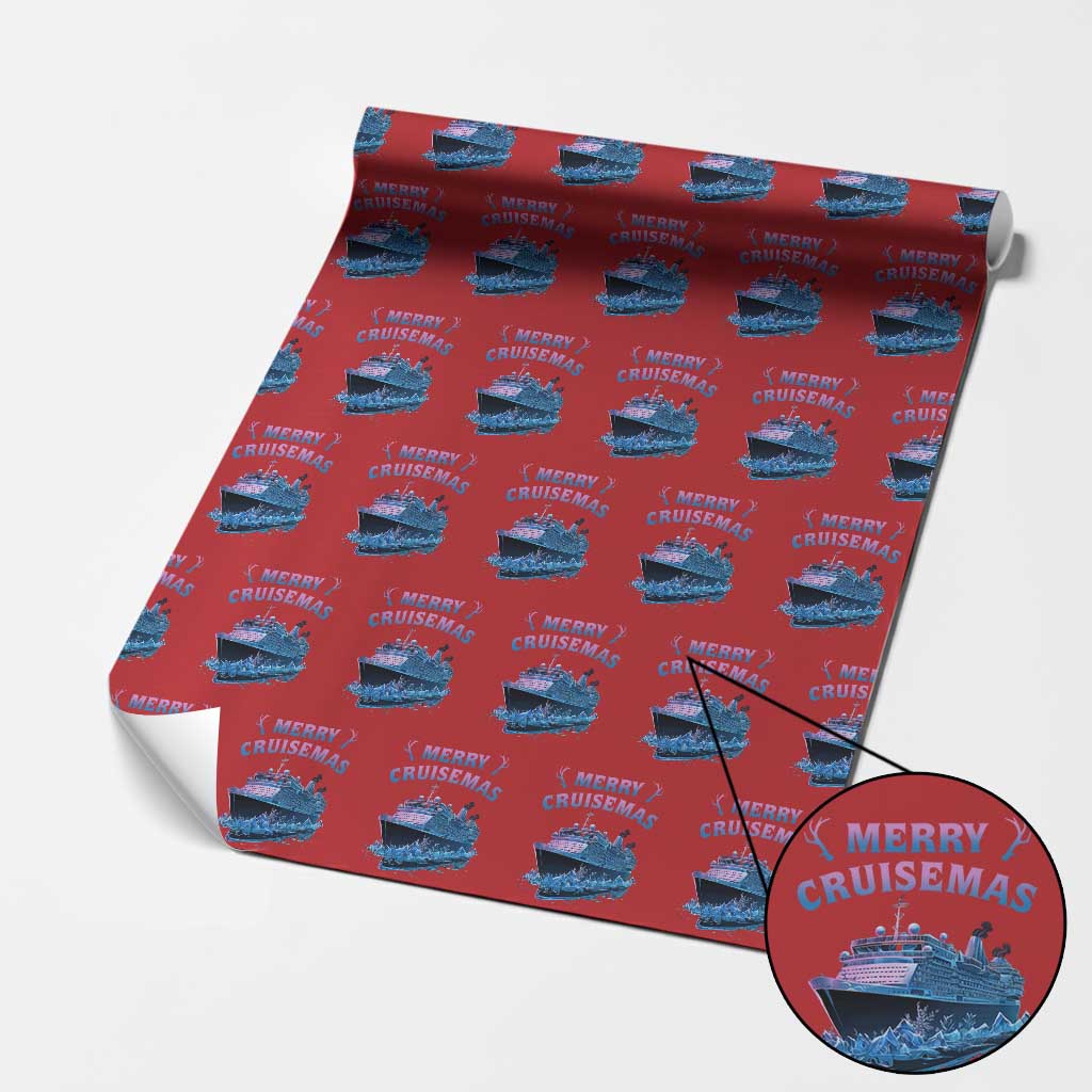 Christmas Cruise Wrapping Paper Roll Merry Cruisemas Xmas Family Trip Reunion TS02 Red Print Your Wear