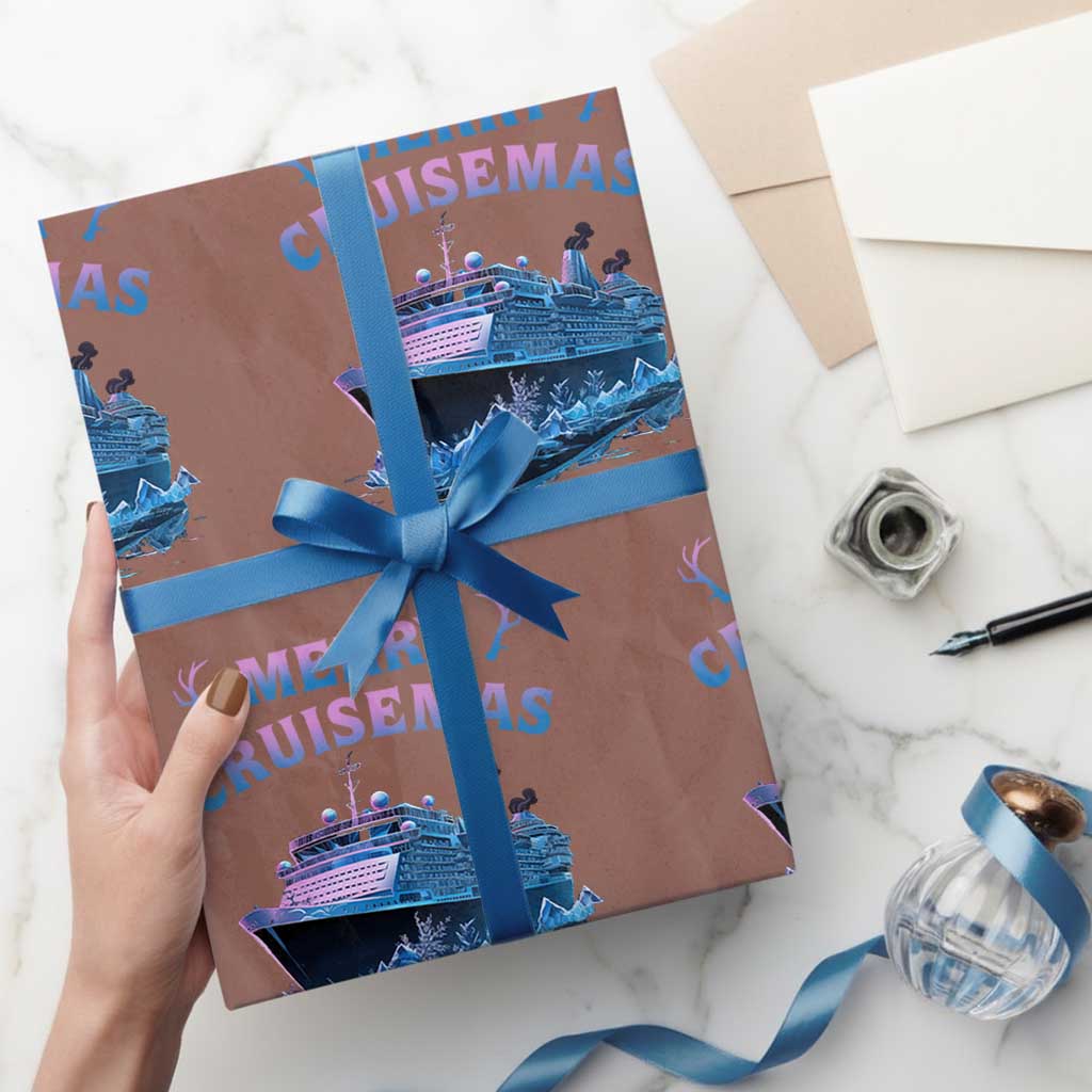 Christmas Cruise Wrapping Paper Roll Merry Cruisemas Xmas Family Trip Reunion TS02 Mocha Print Your Wear