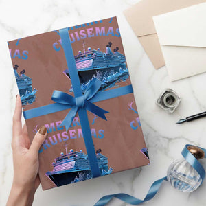 Christmas Cruise Wrapping Paper Roll Merry Cruisemas Xmas Family Trip Reunion TS02 Mocha Print Your Wear