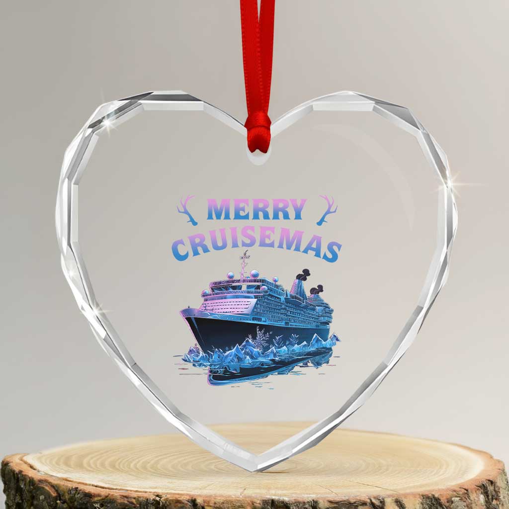 Christmas Cruise Heart Crystal Glass Ornament Merry Cruisemas Xmas Family Trip Reunion TS02 Transparent Glass 3'' Heart Print Your Wear