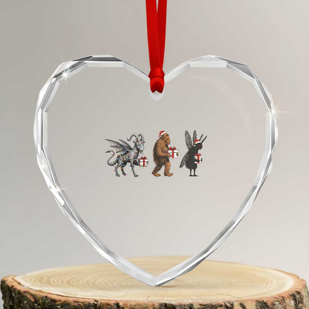 Christmas Cryptid Gift Heart Crystal Glass Ornament Bigfoot Jersey Devil Mothman Santa TS12 Transparent Glass 3'' Heart Print Your Wear