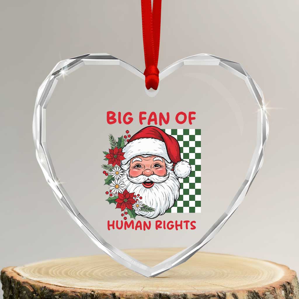 Christmas Cute Santa Big Fan Of Human Rights Gift Heart Crystal Glass Ornament TS12 Transparent Glass 3'' Heart Print Your Wear