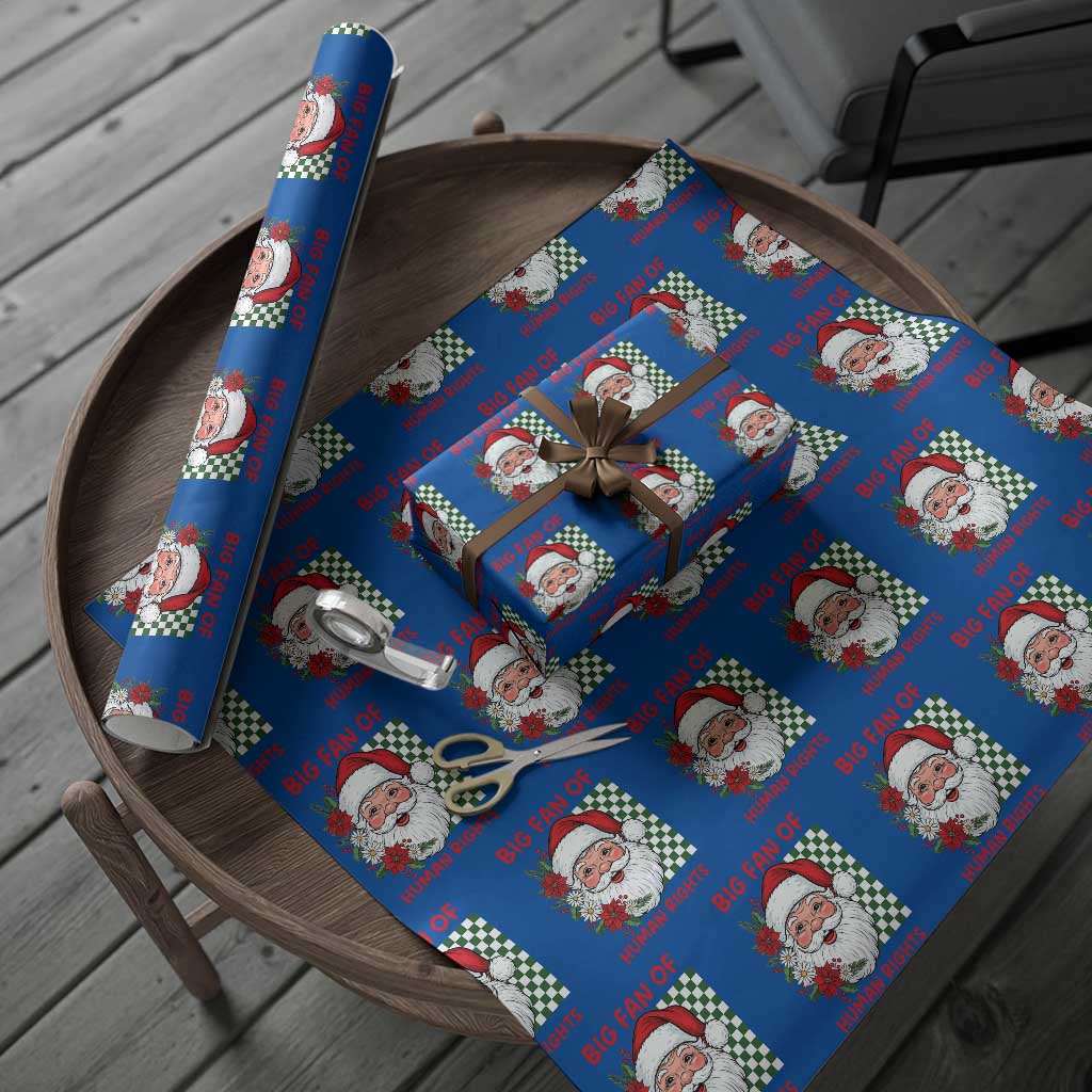 Christmas Cute Santa Big Fan Of Human Rights Gift Wrapping Paper Roll TS12 Blue Print Your Wear