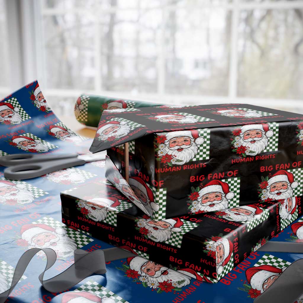 Christmas Cute Santa Big Fan Of Human Rights Gift Wrapping Paper Roll TS12 Black Print Your Wear