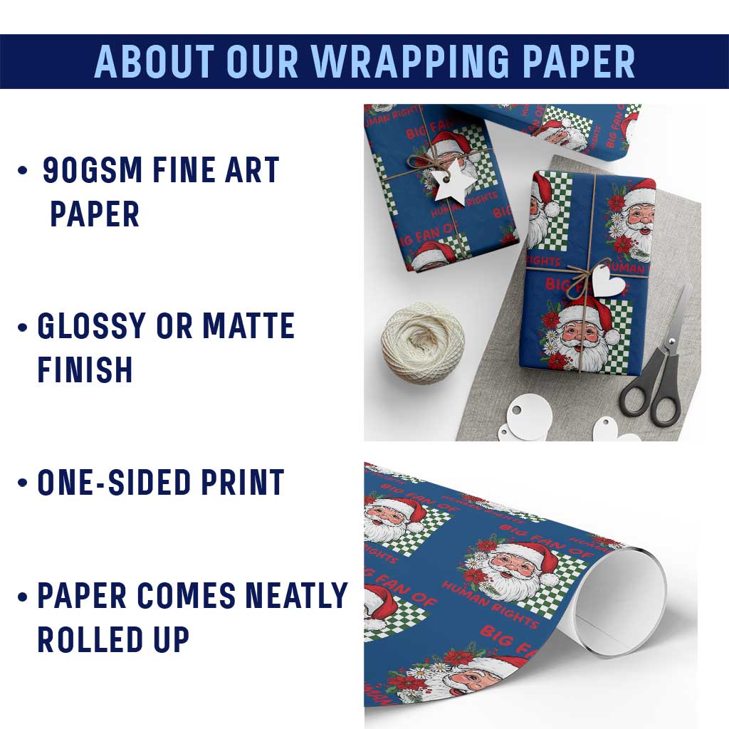 Christmas Cute Santa Big Fan Of Human Rights Gift Wrapping Paper Roll TS12 Print Your Wear