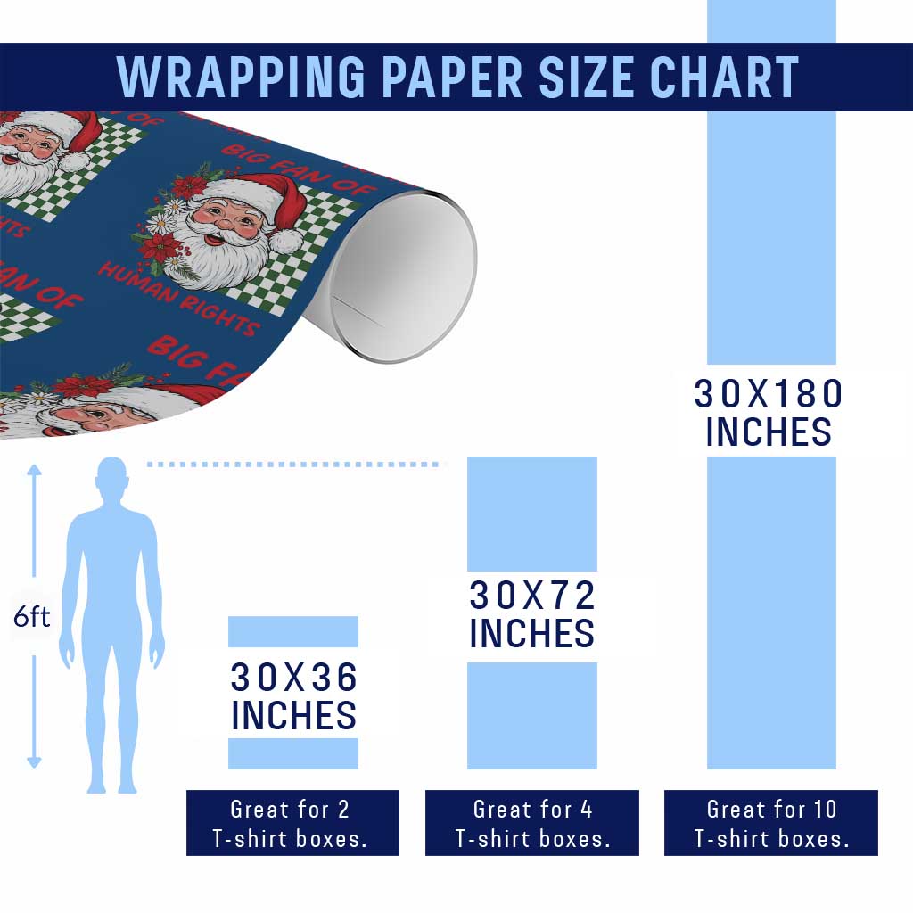 Christmas Cute Santa Big Fan Of Human Rights Gift Wrapping Paper Roll TS12 Print Your Wear