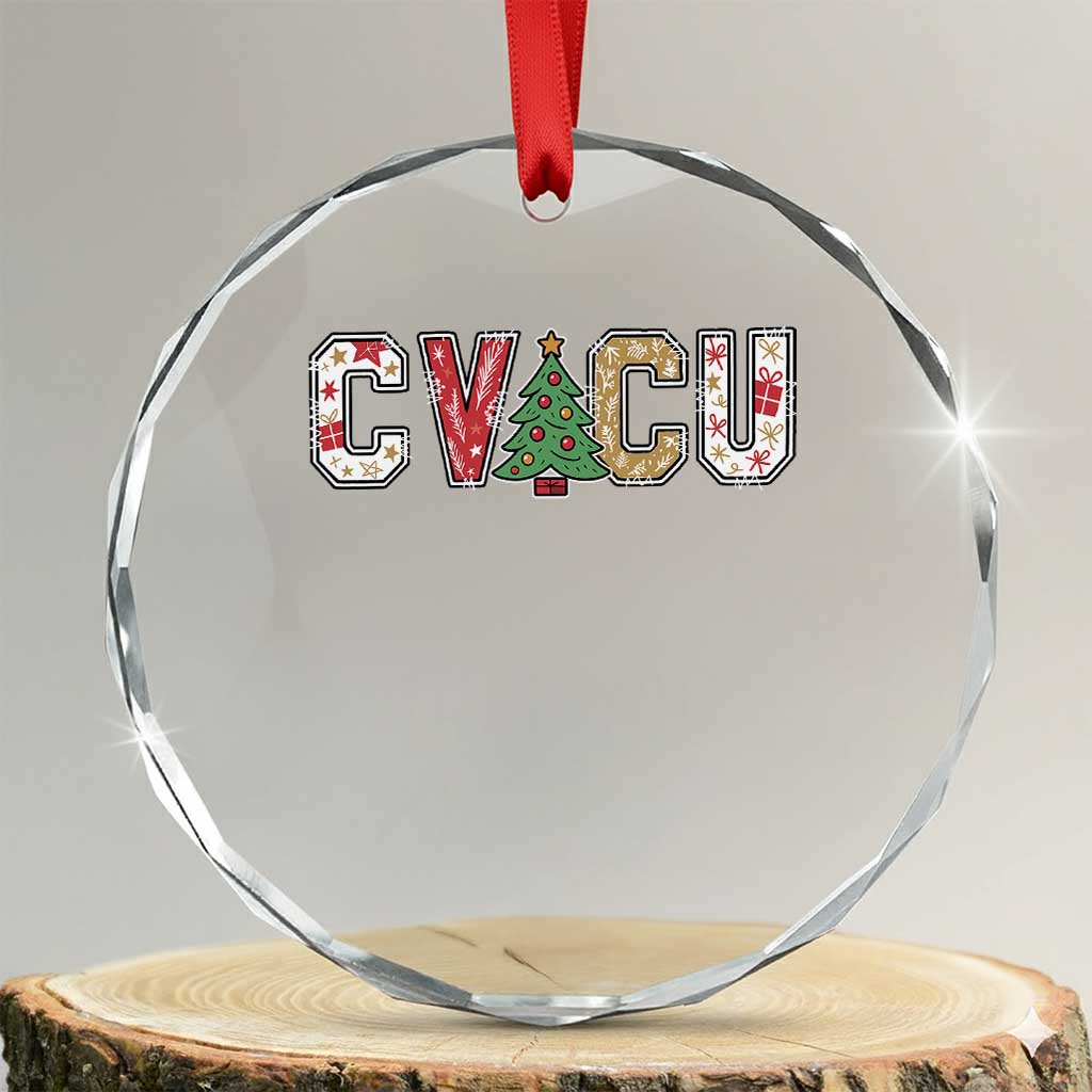 Christmas CVICU Nurse Crystal Glass Ornament Cardiovascular Intensive Care Unit Cardiac Nurse TS10 Transparent Glass 3'' Circle Print Your Wear
