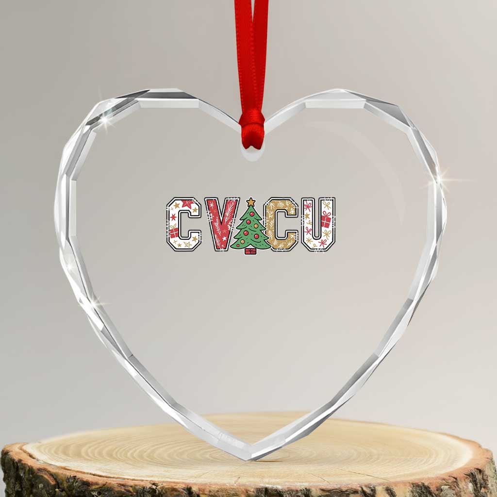 Christmas CVICU Nurse Heart Crystal Glass Ornament Cardiovascular Intensive Care Unit Cardiac Nurse TS10 Transparent Glass 3'' Heart Print Your Wear