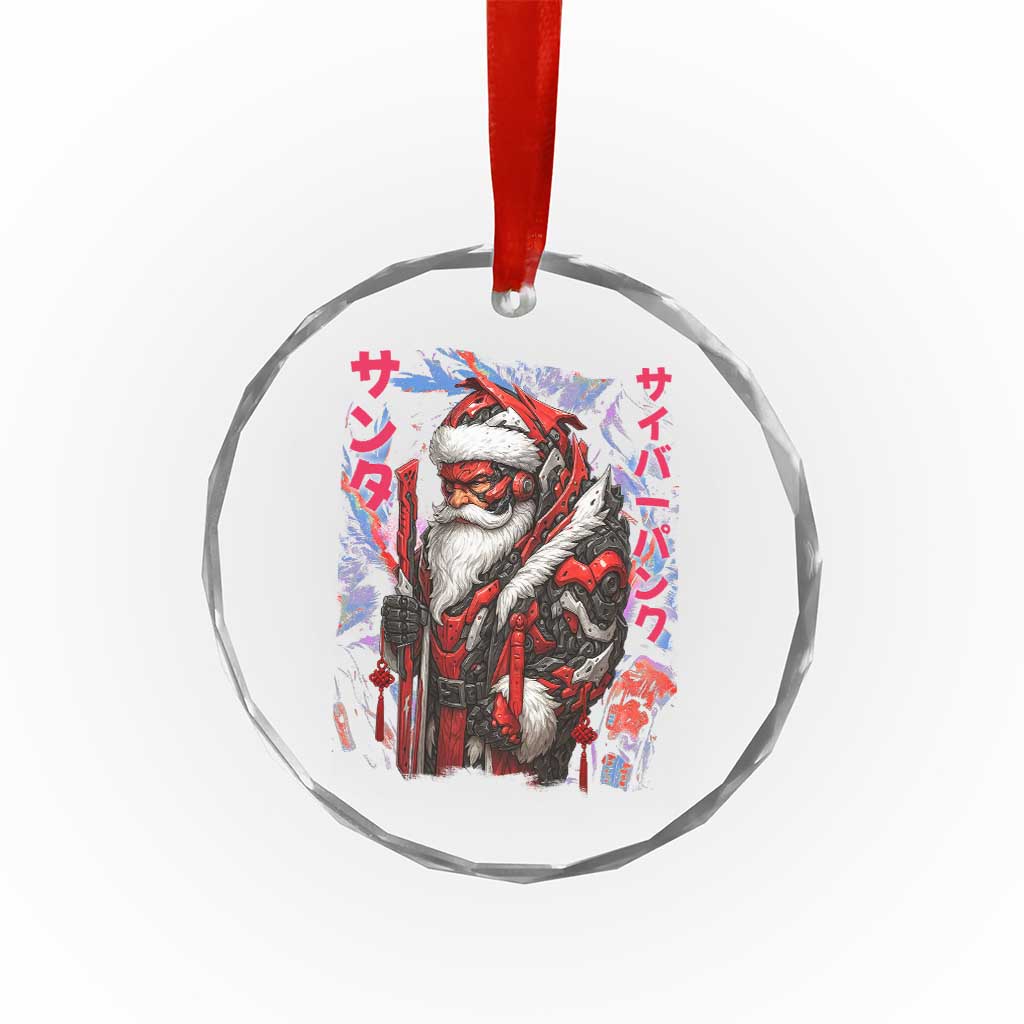 Christmas Cyberpunk Santa Crystal Glass Ornament Japanese Xmas Techwear Manga Anime TS11 Print Your Wear