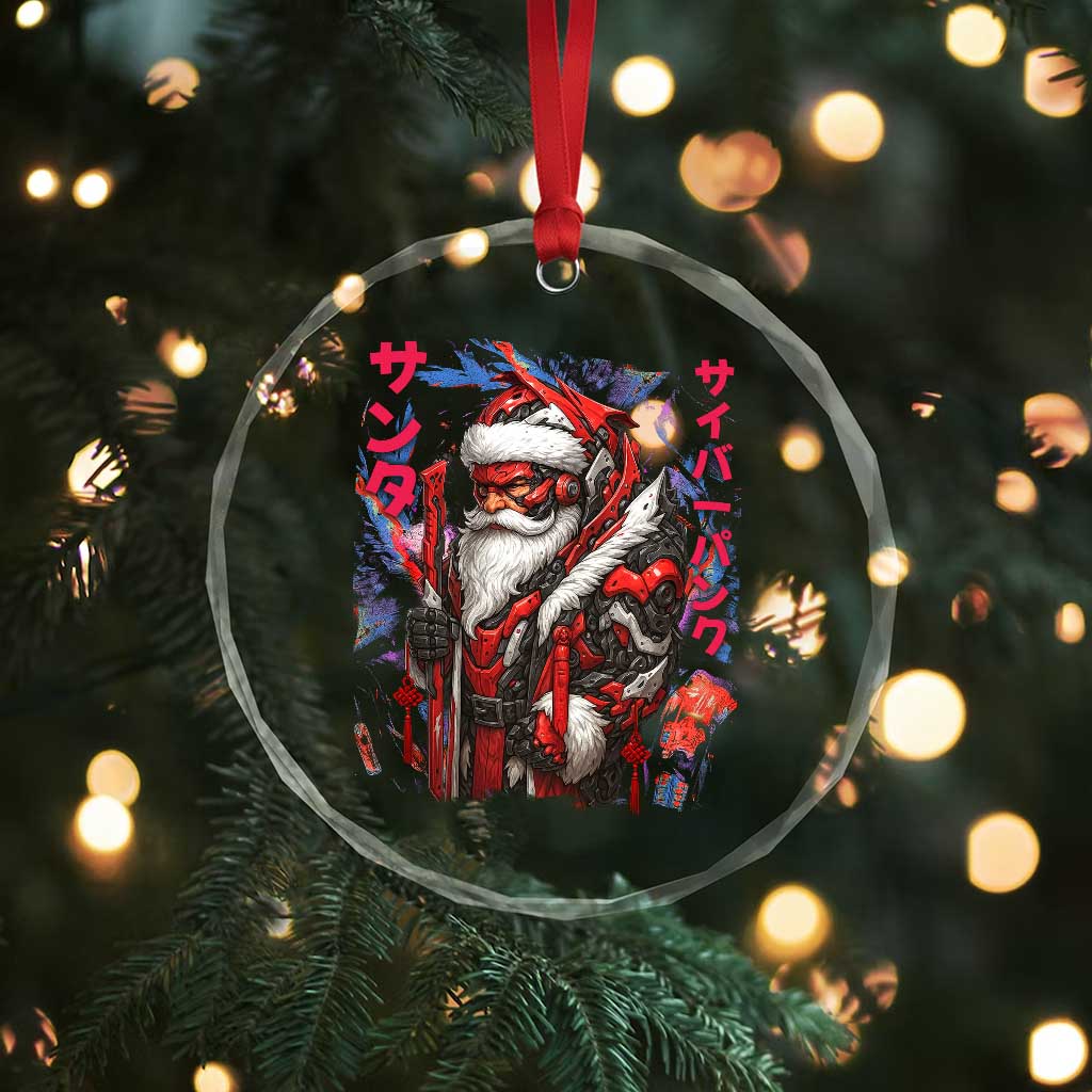 Christmas Cyberpunk Santa Crystal Glass Ornament Japanese Xmas Techwear Manga Anime TS11 Print Your Wear