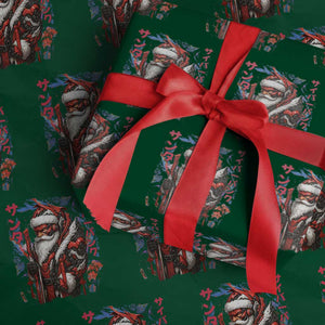 Christmas Cyberpunk Santa Wrapping Paper Roll Japanese Xmas Techwear Manga Anime TS11 Green Print Your Wear