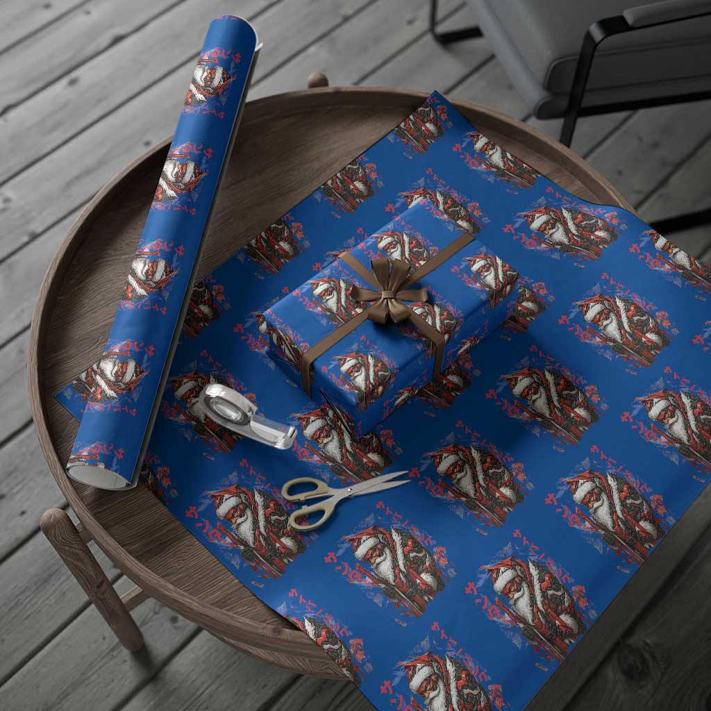 Christmas Cyberpunk Santa Wrapping Paper Roll Japanese Xmas Techwear Manga Anime TS11 Blue Print Your Wear