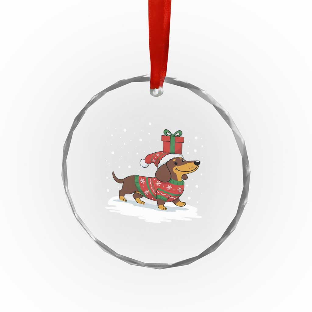 Christmas Dachshund Crystal Glass Ornament Funny Weiner Santa Hat Xmas Dog Puppy Lover TS10 Print Your Wear