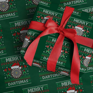 Christmas Dart Player Gift Wrapping Paper Roll Merry Dartsmas TS12 Green Print Your Wear
